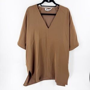 ✅ ROUCHA BROWN TOMEE TUNIC TOP SIZE X-LARGE (D) V-NECK MINIMALIST